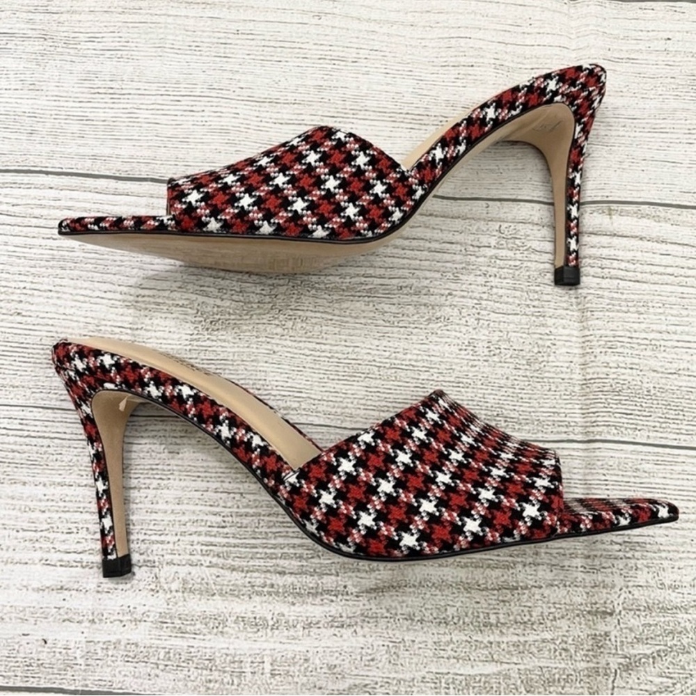 L'AGENCE Red and Black Houndstooth Heels - Picture 7 of 9